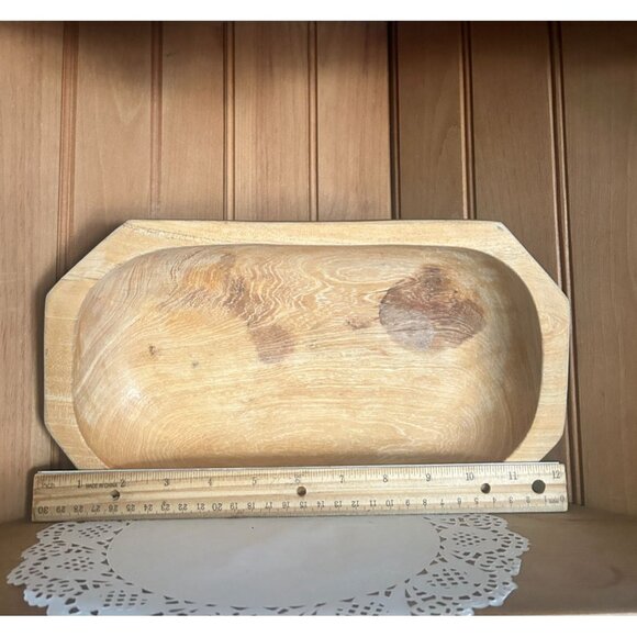 Vintage Handcrafted Wooden Dough Bowl Rustic Farmhouse Decor Bread Baking - Picture 2 of 6